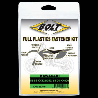 BOLT Schraubenkit für Plastikteile Kawasaki 88-89 KX 125/250, 88-04 KX 500