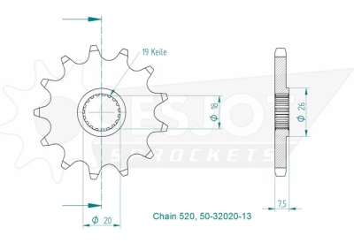 Motorritzel ( D ) Honda CR 125 -03 13Zähne