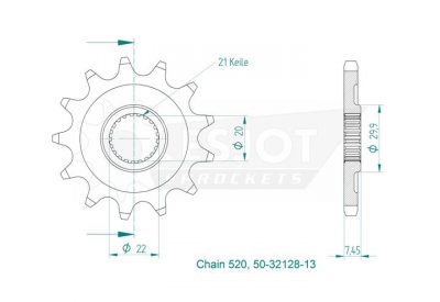 Motorritzel ( D ) Honda CR 125 04-07 CRF 250 04-17 14Zähne