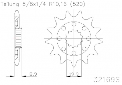 Motorritzel ( D ) Suzuki RMZ 250 13-    14 Zähne