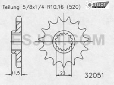 Motorritzel ( D ) für KTM LC4, 16 Zähne